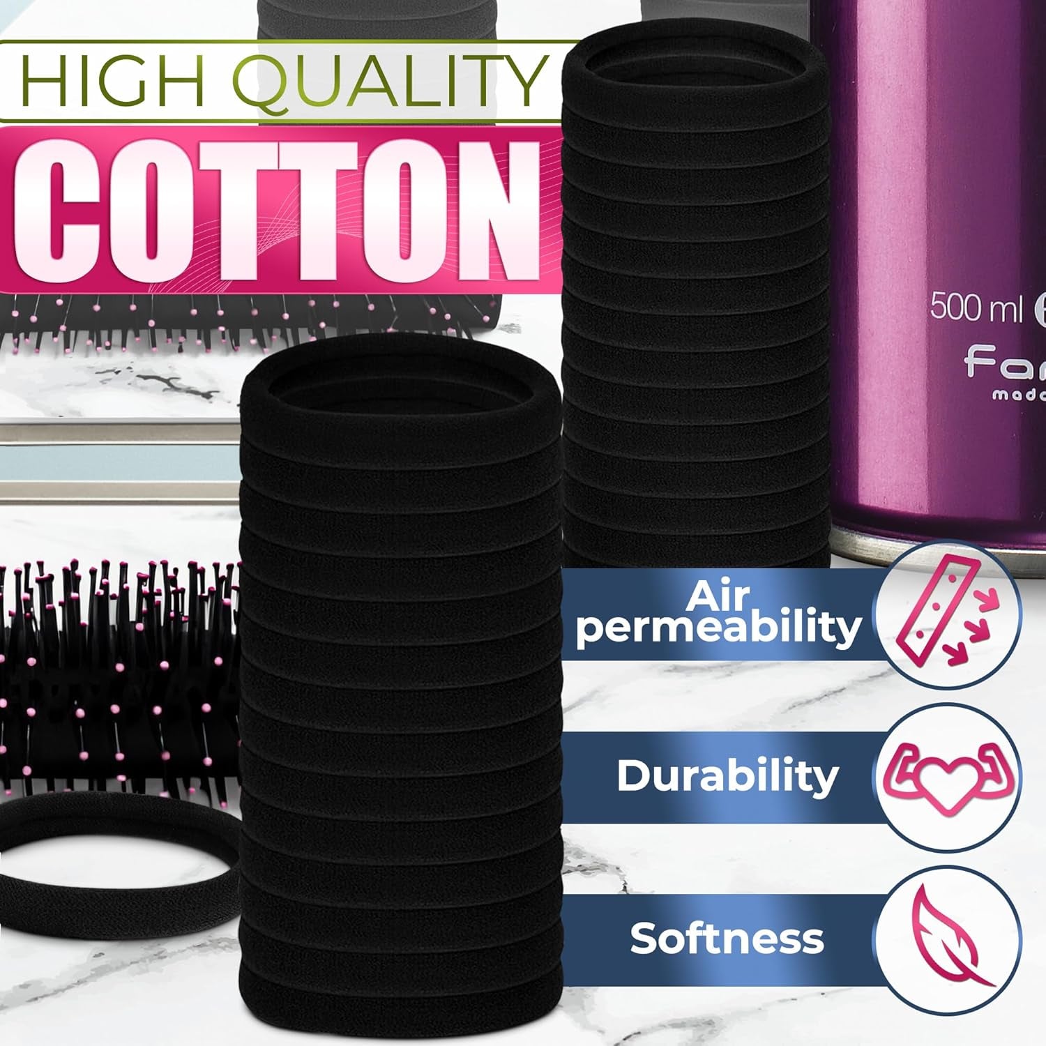 Black Elastic Hair Ties - 100Pcs Hair Ties for Thick Hair Pony Tails Hair Ties Black Hair Ties No Damage Hair Ties for Thin Hair - Hair Ties Small Ponytail Holders for Thick Hair Ties for Women