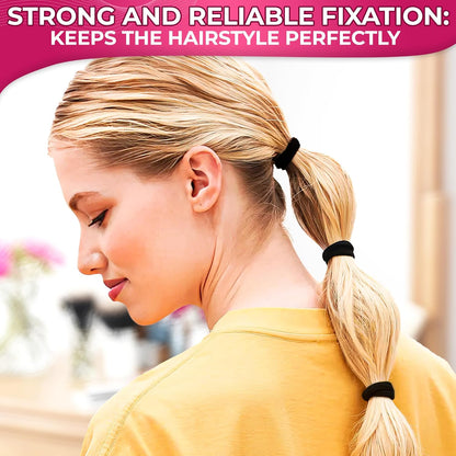 Black Elastic Hair Ties - 100Pcs Hair Ties for Thick Hair Pony Tails Hair Ties Black Hair Ties No Damage Hair Ties for Thin Hair - Hair Ties Small Ponytail Holders for Thick Hair Ties for Women